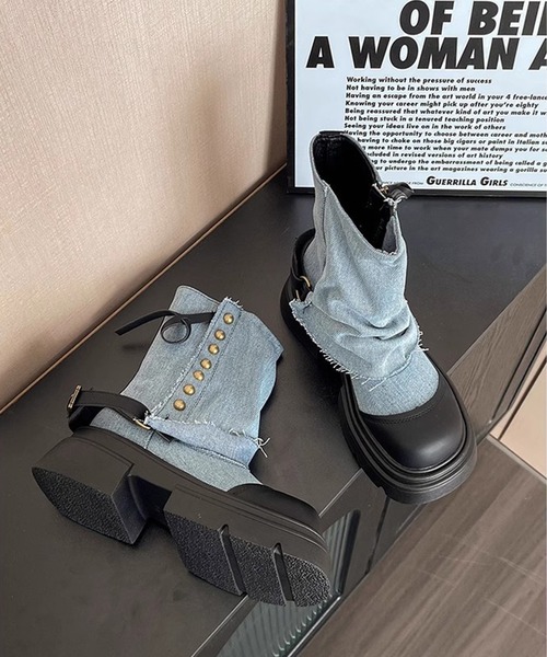 shoes365(シューズスリーシックスファイヴ)の「【shoes365】ブリティッシュスタイル厚底ブーツ(ブーツ・レディース・ブルー/ブラック/グリーン・22.5cm/23.0cm/23.5cm/24.0cm/24.5cm/25.0cm)」の11枚目の写真