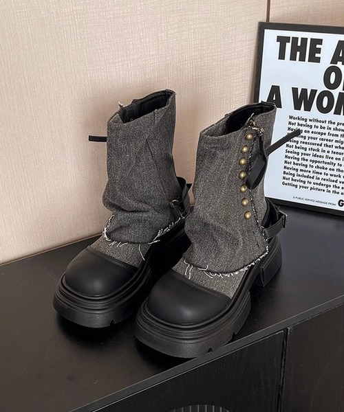 YAso ブーツ・トップス セール】【shoes365】ブリティッシュスタイル厚底ブーツ（ブーツ