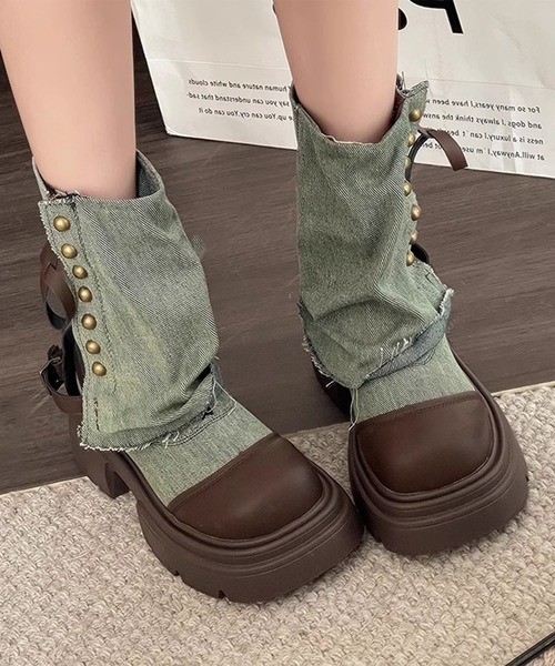 shoes365(シューズスリーシックスファイヴ)の「【shoes365】ブリティッシュスタイル厚底ブーツ(ブーツ・レディース・ブルー/ブラック/グリーン・22.5cm/23.0cm/23.5cm/24.0cm/24.5cm/25.0cm)」の20枚目の写真