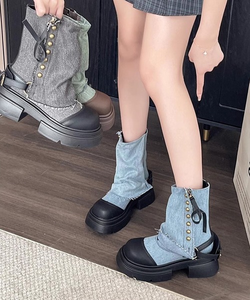 shoes365(シューズスリーシックスファイヴ)の「【shoes365】ブリティッシュスタイル厚底ブーツ(ブーツ・レディース・ブルー/ブラック/グリーン・22.5cm/23.0cm/23.5cm/24.0cm/24.5cm/25.0cm)」の22枚目の写真