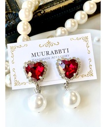 【MUURABBTI】ハートビジューのパールイヤリング(MA)