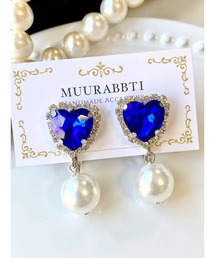 【MUURABBTI】ハートビジューのパールイヤリング(MA)