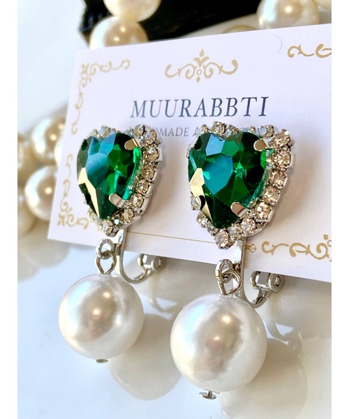 tone（トーン）の「【MUURABBTI】ハートビジューのパールイヤリング(MA)（イヤリング・レディース・レッド/グリーン/ピンク系その他/ブラック/ブルー・FREE）」の12枚目の写真