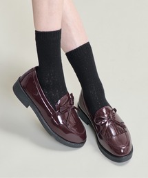 3-11A25 リボン ローファー モカシンシューズ