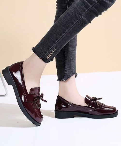 CALIFORNIA OUTFITTERS（カリフォルニア アウトフィッターズ）の「3-11A25 リボン ローファー モカシンシューズ（ローファー・レディース・ワイン/ブラック・40/38/36）」の9枚目の写真