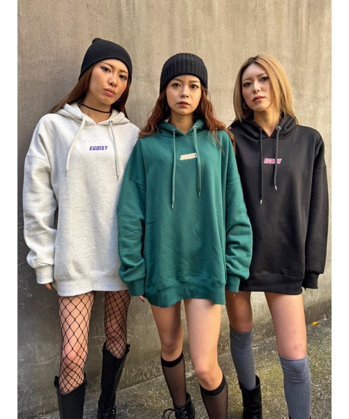 EGOIST(エゴイスト)の「配色ロゴ裏起毛パーカー(スウェット・レディース・グリーン/ライトグレー/ブラック・FREE)」の19枚目の写真