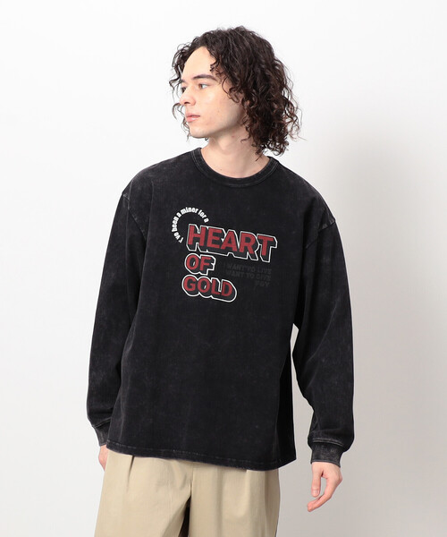 Purple&Yellow(パープルアンドイエロー)の「フロスト加工プリント長袖Tシャツ(Tシャツ/カットソー・メンズ・ブラック/ブルー/グリーン・SMALL/MEDIUM/LARGE)」の13枚目の写真