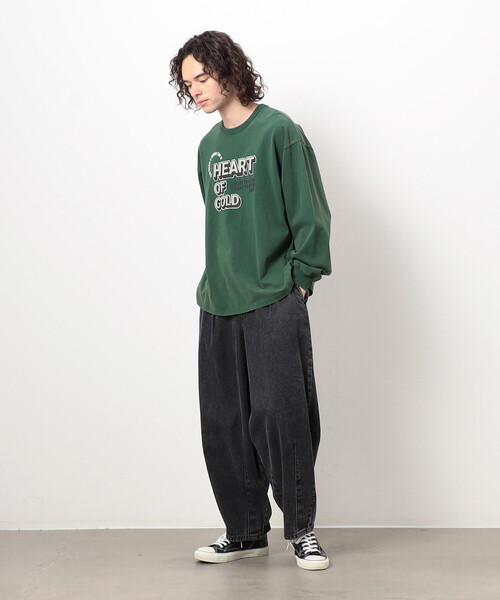 Purple&Yellow(パープルアンドイエロー)の「フロスト加工プリント長袖Tシャツ(Tシャツ/カットソー・メンズ・ブラック/ブルー/グリーン・SMALL/MEDIUM/LARGE)」の18枚目の写真