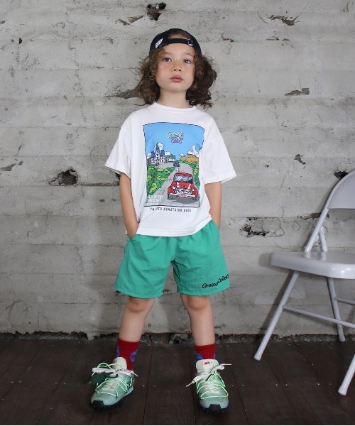 GROOVY COLORS（グルービーカラーズ）の「Nylon Taffeta Shorts（その他パンツ・キッズ・グリーン/イエロー・140/130）」の2枚目の写真