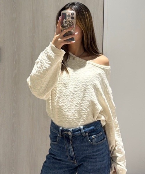SNUGGLY SWEATER/ロキシーオフショルダースプリングニット