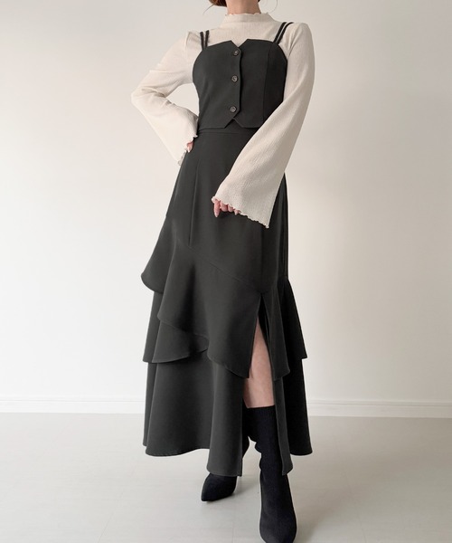 セール】ショートビスチェ+アシメマーメイドスカートset（セットアップ