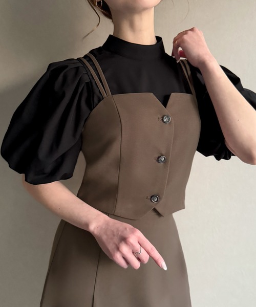 セール】ショートビスチェ+アシメマーメイドスカートset（セットアップ