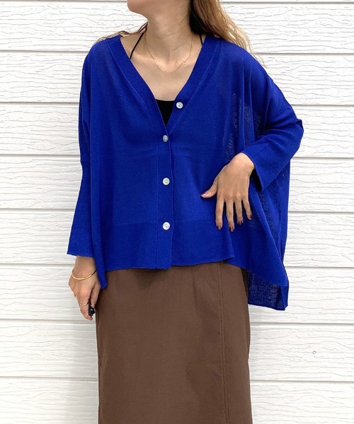 Q(キュー)の「接触冷感ボックスカーデ(カーディガン/ボレロ・レディース・ブラック/グリーン/ピンク/オレンジ系/ブラック系/アイボリー/ベージュ/ブルー・MEDIUM)」の7枚目の写真