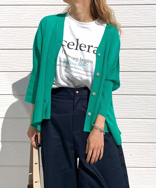 Q(キュー)の「接触冷感ボックスカーデ(カーディガン/ボレロ・レディース・ブラック/グリーン/ピンク/オレンジ系/ブラック系/アイボリー/ベージュ/ブルー・MEDIUM)」の6枚目の写真