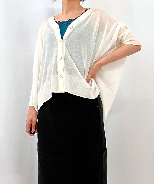 Q(キュー)の「接触冷感ボックスカーデ(カーディガン/ボレロ・レディース・ブラック/グリーン/ピンク/オレンジ系/ブラック系/アイボリー/ベージュ/ブルー・MEDIUM)」の12枚目の写真