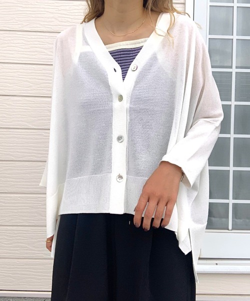 Q(キュー)の「接触冷感ボックスカーデ(カーディガン/ボレロ・レディース・ブラック/グリーン/ピンク/オレンジ系/ブラック系/アイボリー/ベージュ/ブルー・MEDIUM)」の10枚目の写真