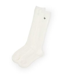 【BS】ワンポイント刺繍リブハイソックス