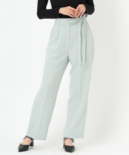 MISCH MASCH（ミッシュマッシュ）の「WEB限定  サイドリボンタックパンツ（その他パンツ・レディース・ネイビー/ライトブルー/ベージュ・S/L/M）」の5枚目の写真