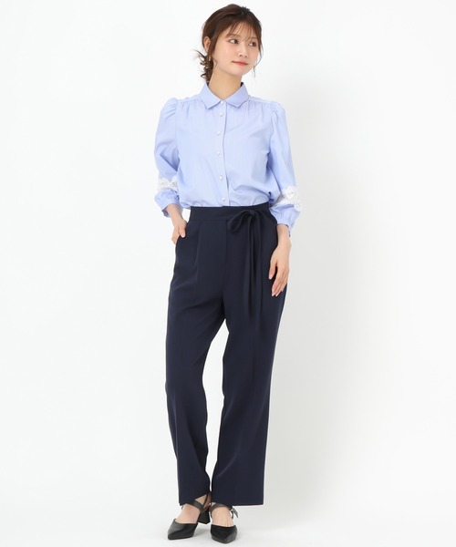 MISCH MASCH（ミッシュマッシュ）の「WEB限定  サイドリボンタックパンツ（その他パンツ・レディース・ネイビー/ライトブルー/ベージュ・S/L/M）」の7枚目の写真