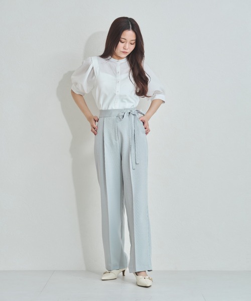 MISCH MASCH(ミッシュマッシュ)の「WEB限定 サイドリボンタックパンツ(その他パンツ・レディース・ネイビー/ライトブルー/ベージュ・S/L/M)」の15枚目の写真