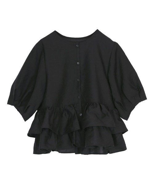 titivate（ティティベイト）の「ペプラムショートランタンスリーブブラウス（シャツ/ブラウス・レディース・ブラック/ライトブルー/ホワイト/ライトイエロー/グレイッシュベージュ/ライトピンク・L/M）」の14枚目の写真