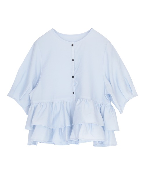 titivate（ティティベイト）の「ペプラムショートランタンスリーブブラウス（シャツ/ブラウス・レディース・ブラック/ライトブルー/ホワイト/ライトイエロー/グレイッシュベージュ/ライトピンク・L/M）」の15枚目の写真