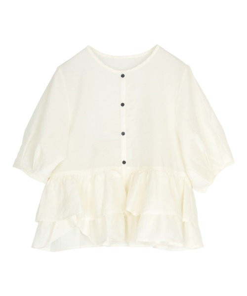 titivate（ティティベイト）の「ペプラムショートランタンスリーブブラウス（シャツ/ブラウス・レディース・ブラック/ライトブルー/ホワイト/ライトイエロー/グレイッシュベージュ/ライトピンク・L/M）」の16枚目の写真