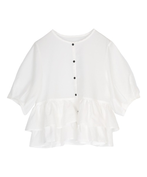 titivate（ティティベイト）の「ペプラムショートランタンスリーブブラウス（シャツ/ブラウス・レディース・ブラック/ライトブルー/ホワイト/ライトイエロー/グレイッシュベージュ/ライトピンク・L/M）」の13枚目の写真