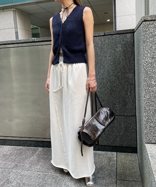 AIC.（エーアイシー）の「ダブルウエストリメイクデザイン裏毛スカート（スカート・レディース・オフホワイト/ネイビー・FREE）」の10枚目の写真