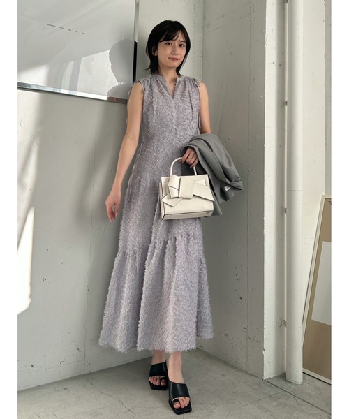 セール】【00サイズ】フリンジジャガードティアードワンピース
