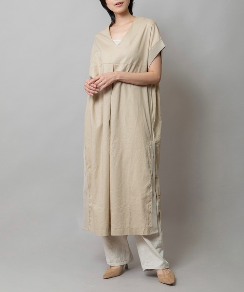 Munich(ミューニック)の「【吸水性・発散性】コットンリネンドッキングリブワンピース(ワンピース・レディース・ブラウン/ベージュ/ブラック・FREE)」の4枚目の写真