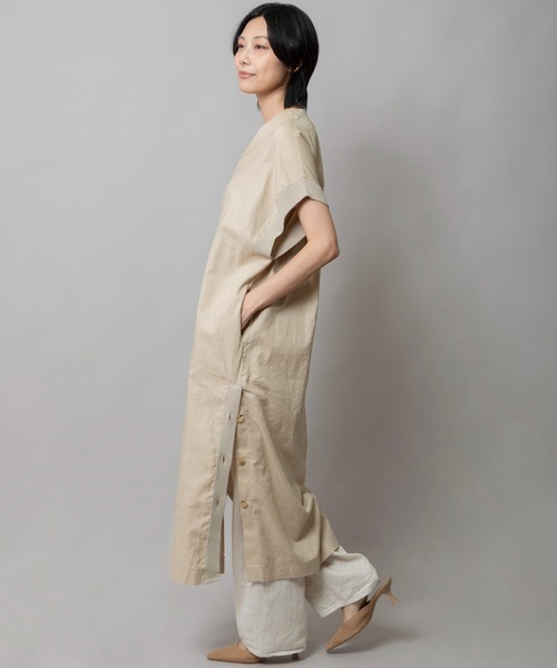 Munich(ミューニック)の「【吸水性・発散性】コットンリネンドッキングリブワンピース(ワンピース・レディース・ブラウン/ベージュ/ブラック・FREE)」の5枚目の写真