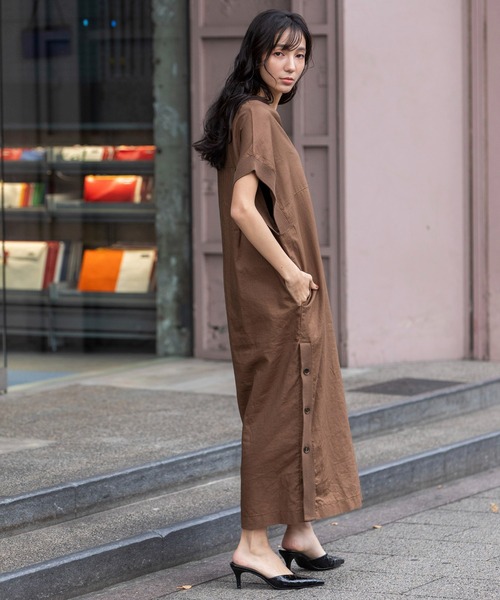 Munich(ミューニック)の「【吸水性・発散性】コットンリネンドッキングリブワンピース(ワンピース・レディース・ブラウン/ベージュ/ブラック・FREE)」の13枚目の写真
