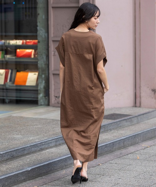 Munich(ミューニック)の「【吸水性・発散性】コットンリネンドッキングリブワンピース(ワンピース・レディース・ブラウン/ベージュ/ブラック・FREE)」の14枚目の写真