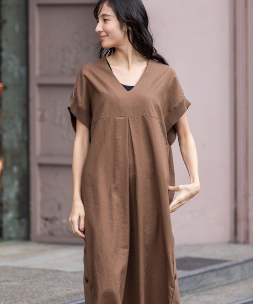 Munich(ミューニック)の「【吸水性・発散性】コットンリネンドッキングリブワンピース(ワンピース・レディース・ブラウン/ベージュ/ブラック・FREE)」の16枚目の写真