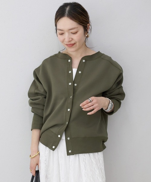 Aletta vita(アレッタビータ)の「ダンボールドットボタン2WAYカーディガン(カーディガン/ボレロ・レディース・ブラック/グレー系その他/カーキブラウン・FREE)」の3枚目の写真