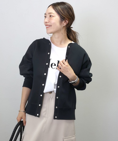 Aletta vita(アレッタビータ)の「ダンボールドットボタン2WAYカーディガン(カーディガン/ボレロ・レディース・ブラック/グレー系その他/カーキブラウン・FREE)」の6枚目の写真