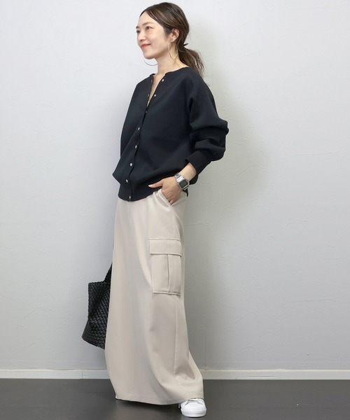 Aletta vita(アレッタビータ)の「ダンボールドットボタン2WAYカーディガン(カーディガン/ボレロ・レディース・ブラック/グレー系その他/カーキブラウン・FREE)」の8枚目の写真