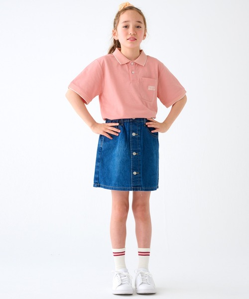 KRIFF MAYER Kid's Collection（クリフメイヤーキッズコレクション）の「リブラインカノコポロシャツ（ポロシャツ・キッズ・グレイッシュベージュ/グリーン/ブルー/ピンク/ブラック・120/130/140/150/160/170）」の6枚目の写真