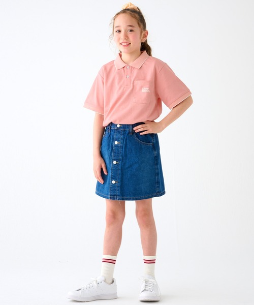 KRIFF MAYER Kid's Collection（クリフメイヤーキッズコレクション）の「リブラインカノコポロシャツ（ポロシャツ・キッズ・グレイッシュベージュ/グリーン/ブルー/ピンク/ブラック・120/130/140/150/160/170）」の7枚目の写真