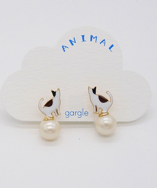 gargle（ガーグル）の「gargle ガーグル：アニマルシリーズ　パール猫　ネコ　イヤリング（イヤリング・レディース・ブラック/ホワイト・FREE）」の7枚目の写真