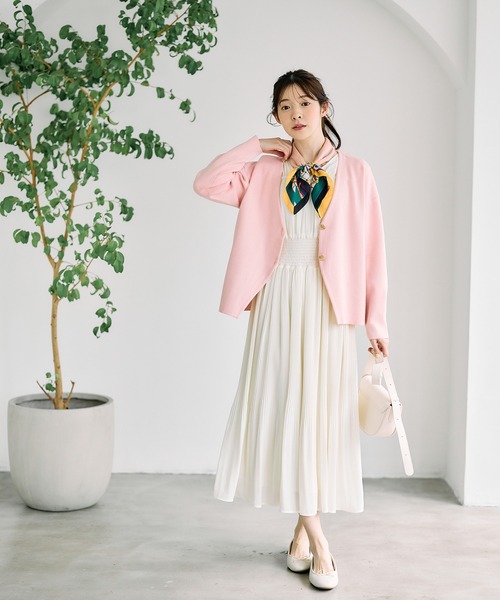 12Twelve Agenda（トゥエルブ　アジェンダ）の「Vネック消しプリーツウエストシャーリングロングワンピース（ワンピース・レディース・ネイビー/グレイッシュベージュ/アイボリー・M）」の19枚目の写真