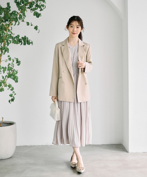 12Twelve Agenda（トゥエルブ　アジェンダ）の「Vネック消しプリーツウエストシャーリングロングワンピース（ワンピース・レディース・ネイビー/グレイッシュベージュ/アイボリー・M）」の11枚目の写真