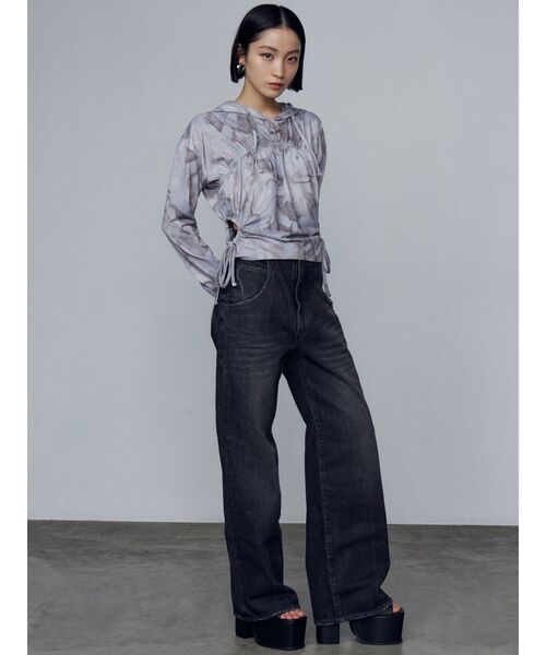 EMODA(エモダ)の「ホールギャザーリボントップ(Tシャツ/カットソー・レディース・グレー/ブラック/その他・FREE)」の21枚目の写真