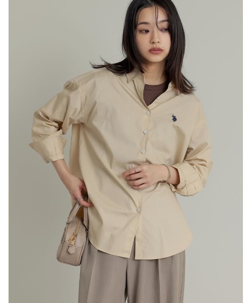 U.S. POLO ASSN.（ユーエスポロアッスン）の「[U.S. POLO ASSN.][別注]レギュラーカラー長袖チュニックシャツ（シャツ/ブラウス・レディース・ブルー/イエロー系/ベージュ/ホワイト/ネイビー系・LARGE/MEDIUM）」の15枚目の写真