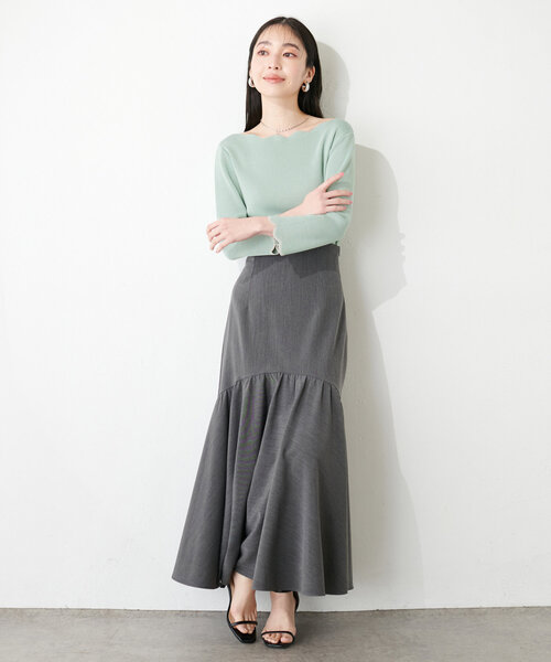 natural couture（ナチュラルクチュール）の「配色スカラップ強撚ニット（７分袖）（ニット/セーター・レディース・ピンク/オフホワイト/ネイビー/ライトベージュ/ミント/ラベンダー/その他1・FREE）」の17枚目の写真