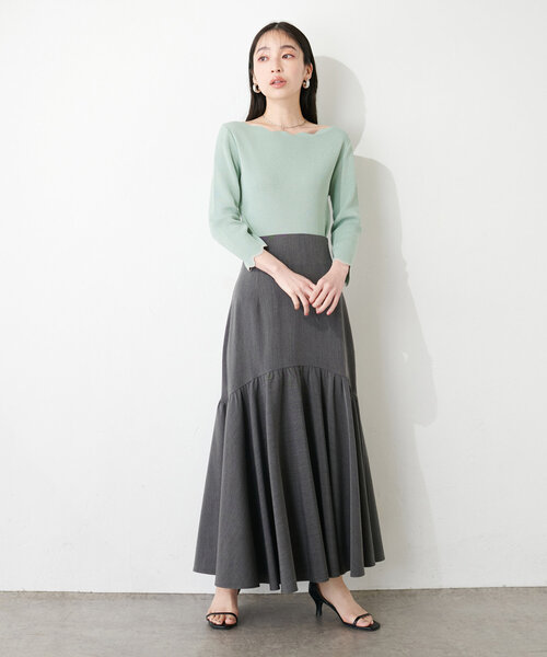 natural couture（ナチュラルクチュール）の「配色スカラップ強撚ニット（７分袖）（ニット/セーター・レディース・ピンク/オフホワイト/ネイビー/ライトベージュ/ミント/ラベンダー/その他1・FREE）」の18枚目の写真