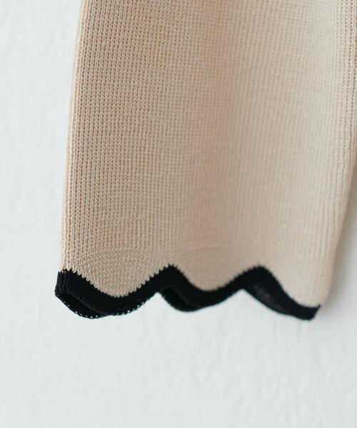 natural couture（ナチュラルクチュール）の「配色スカラップ強撚ニット（７分袖）（ニット/セーター・レディース・ピンク/オフホワイト/ネイビー/ライトベージュ/ミント/ラベンダー/その他1・FREE）」の16枚目の写真