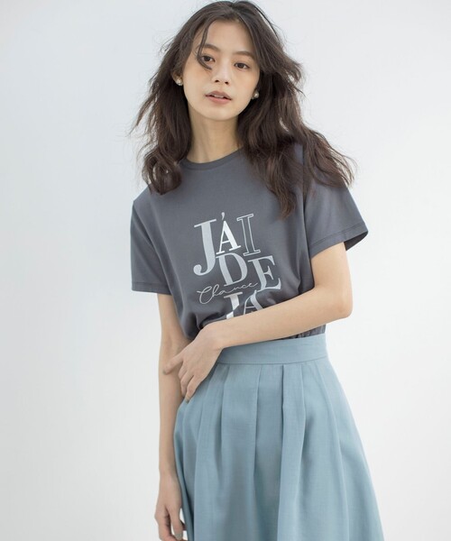 組曲 L(クミキョク オオキイサイズ)の「ロゴ Tシャツ(Tシャツ/カットソー・レディース・アイボリー系/グレー系・5/6/7)」の2枚目の写真