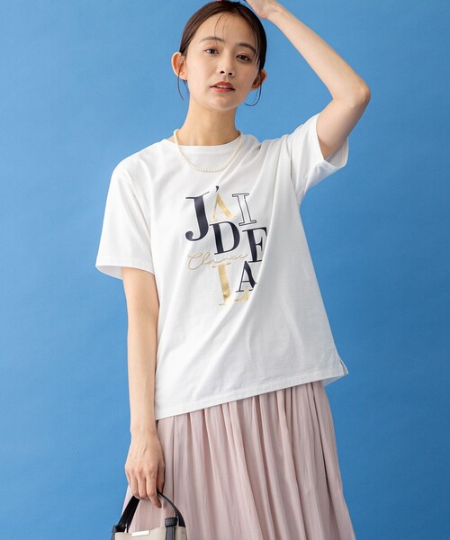 組曲 L(クミキョク オオキイサイズ)の「ロゴ Tシャツ(Tシャツ/カットソー・レディース・アイボリー系/グレー系・5/6/7)」の1枚目の写真